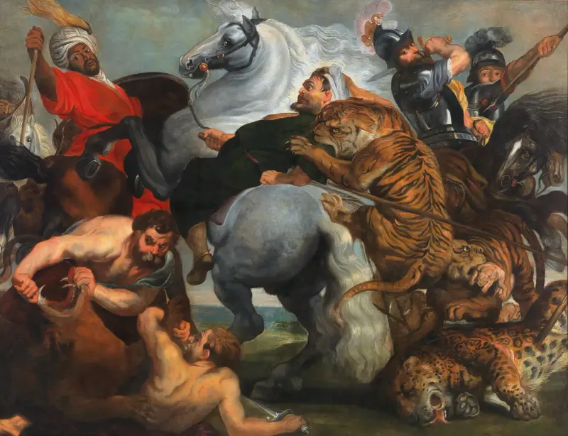 Die Tiger-, Löwen- und Leopardenjagd von Follower of Peter Paul Rubens