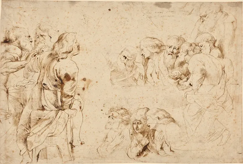 Drei Apostelgruppen beim Abendmahl von Peter Paul Rubens