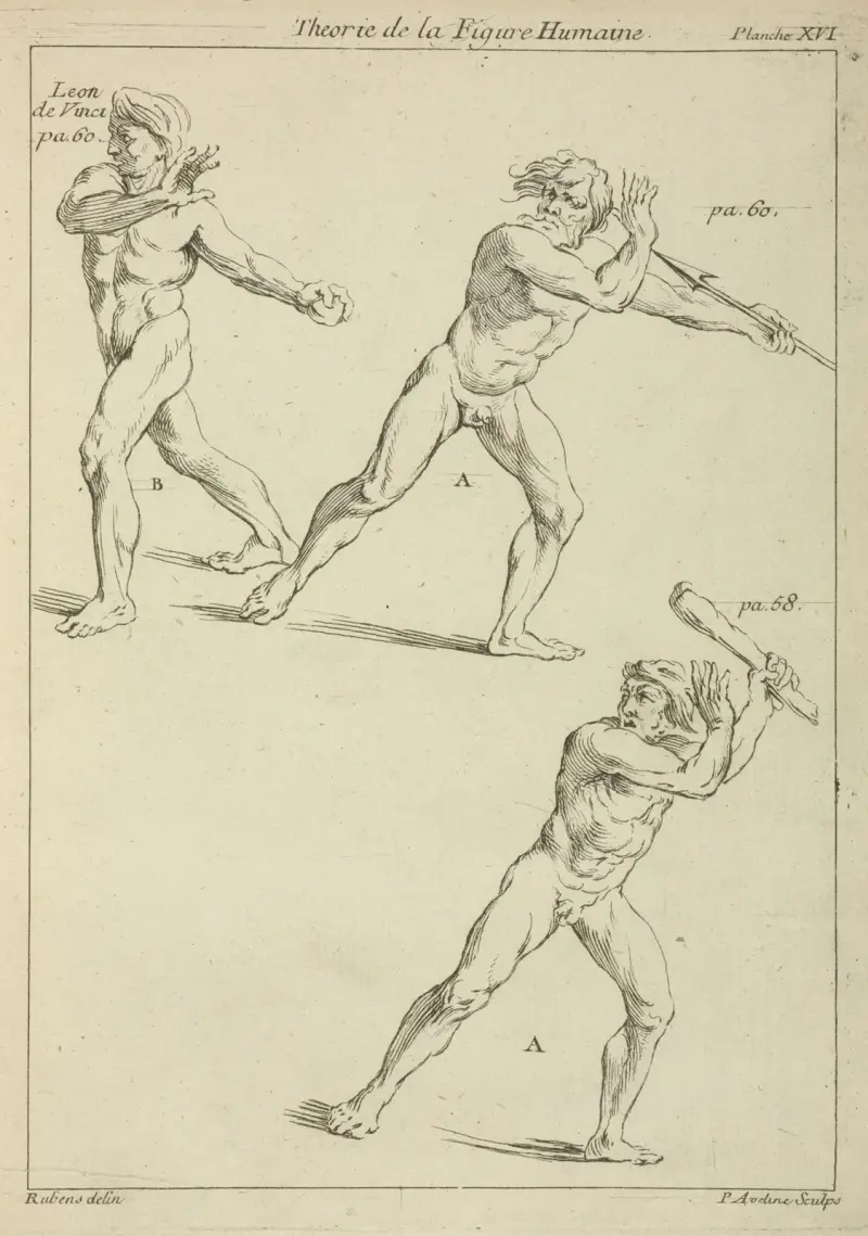 Tre manliga figurer i vridna ställningar av Peter Paul Rubens