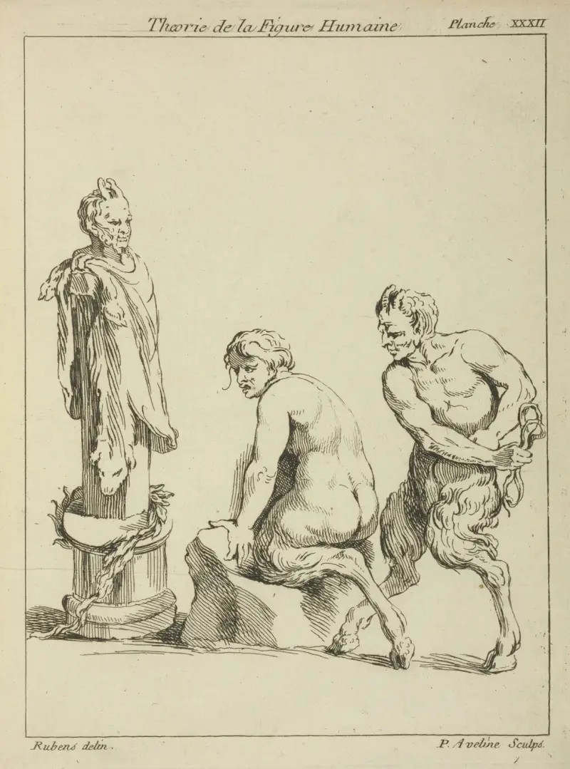 Två satyrer och huvudet av en satyr av Peter Paul Rubens