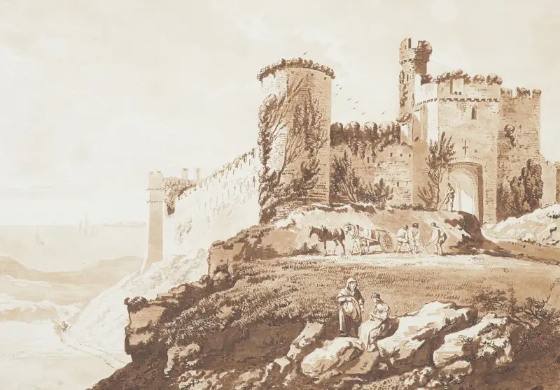 Manorbier Castle i Pembrokeshire av Paul Sandby