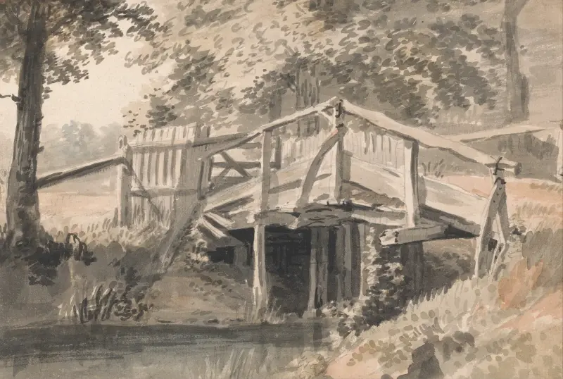 Stream and Wooden Bridge av Paul Sandby