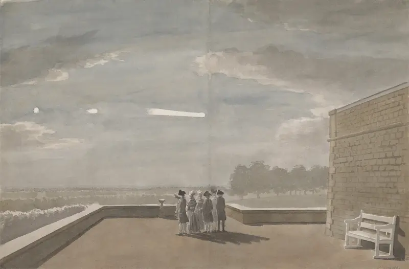 Meteoren den 18 augusti 1783, sedd från det östra hörnet av norra terrassen, Windsor Castle av Paul Sandby