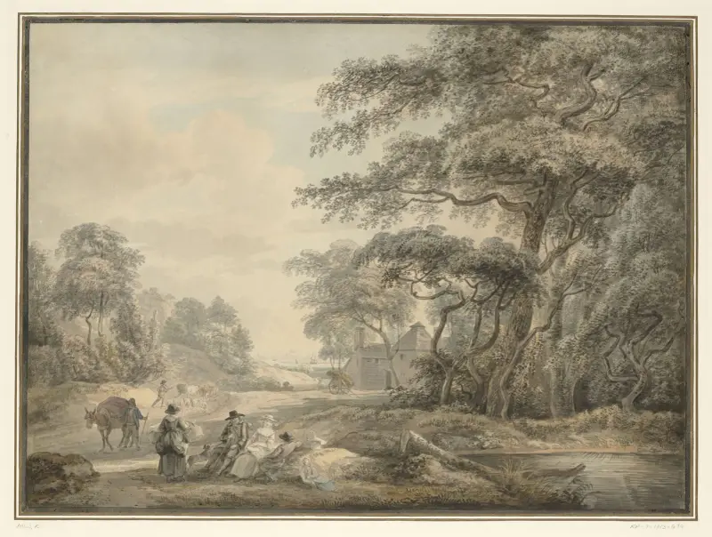 Travellers Halted in a Wooded Landscape av Paul Sandby