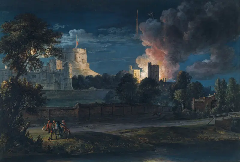 Windsor Castle from Datchet Lane on a rejoicing night, 1768 av Paul Sandby