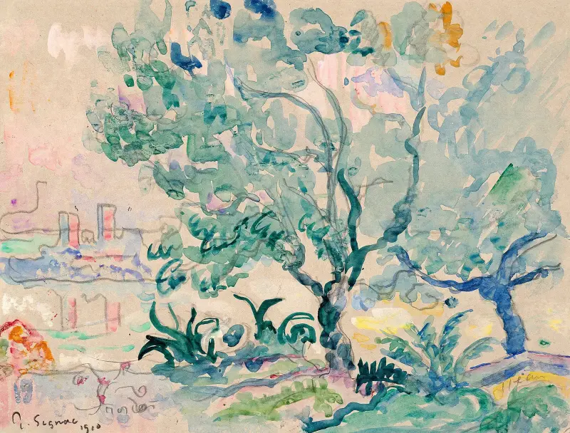 Antibes, vy från Juan-les-Pins av Paul Signac