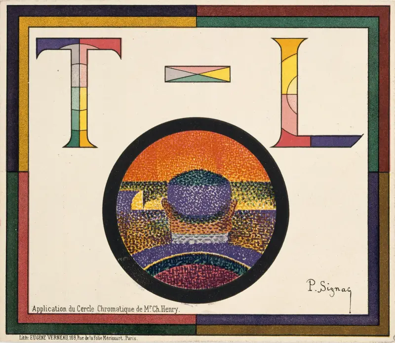 Tillämpning av Charles Henrys färgcirkel; Théâtre-Libre-affisch, 31 januari 1889 av Paul Signac