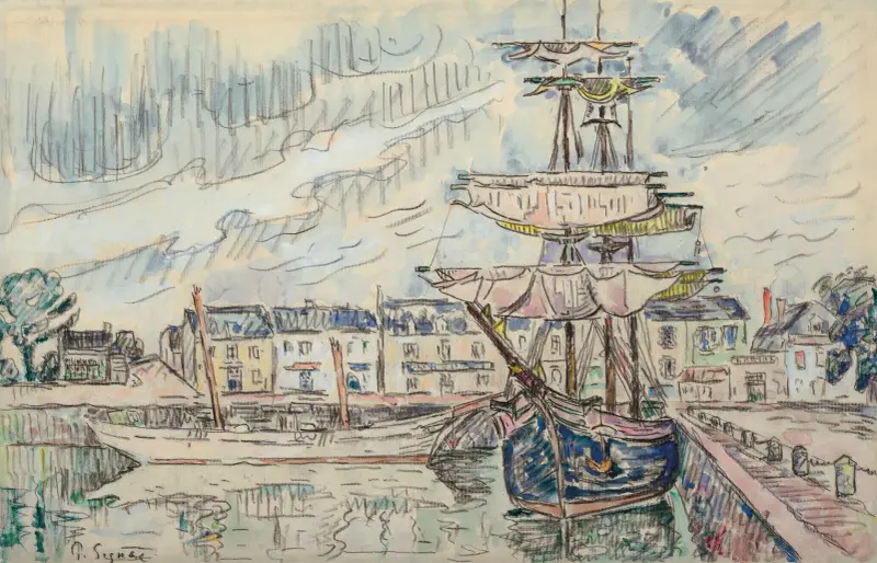 Goélettes à quai av Paul Signac
