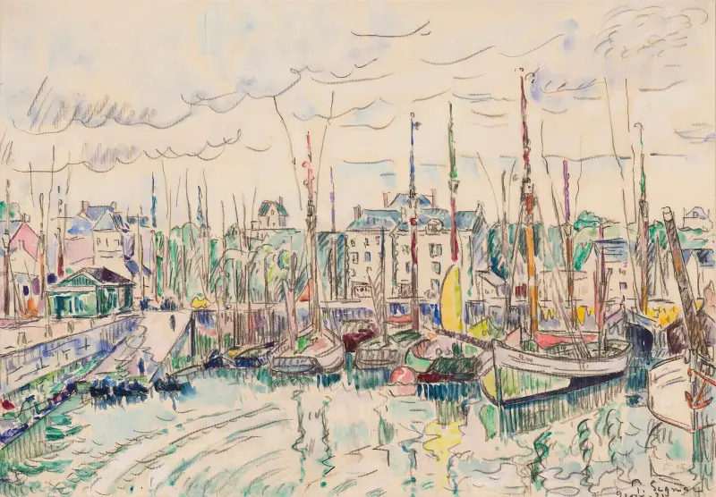 Groix. Thoniers au port av Paul Signac