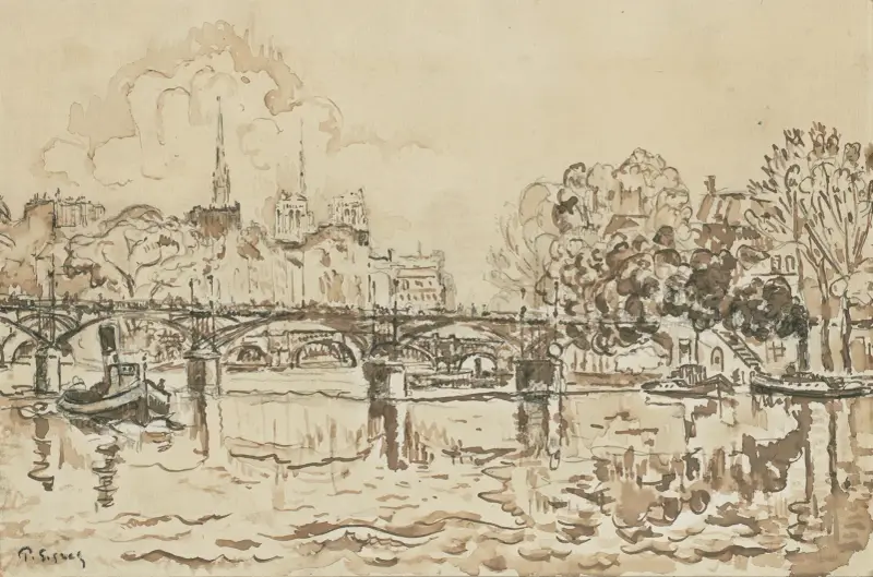 Paris. Konstbron (La passerelle des Arts) av Paul Signac