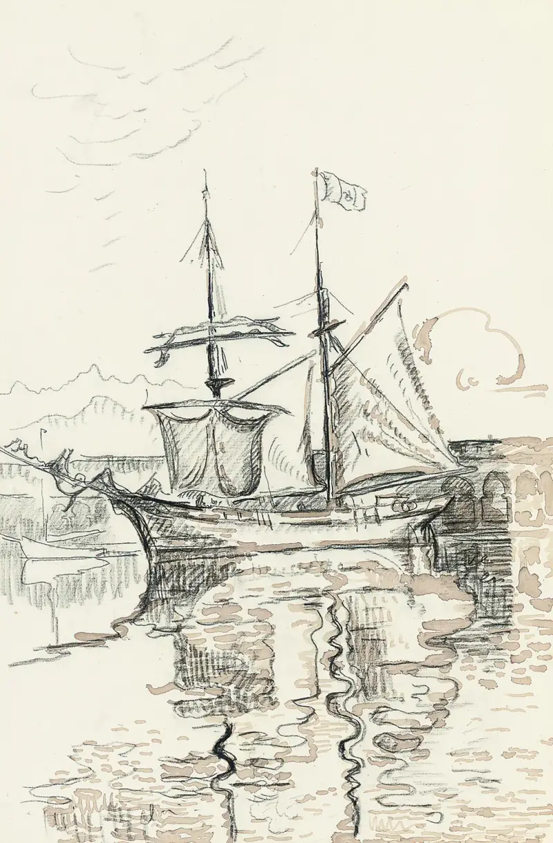 Segelbåtar i hamn av Paul Signac