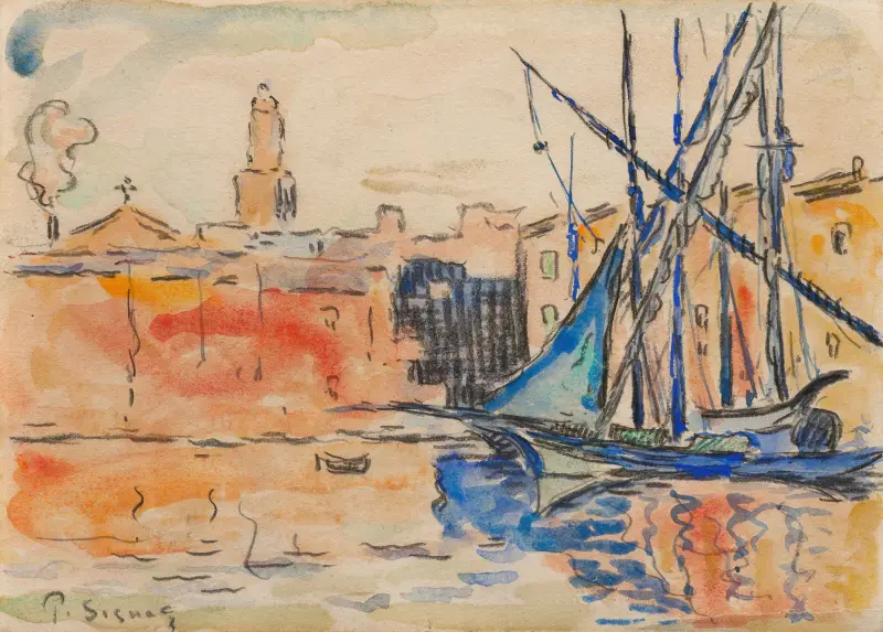 Saint-Tropez, hamnen, 1895 av Paul Signac