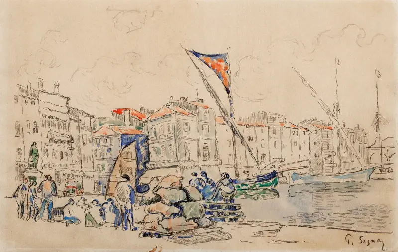 Saint-Tropez, hamnen, 1905 av Paul Signac