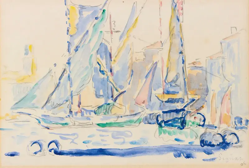 Saint-Tropez, tartaner i hamn av Paul Signac
