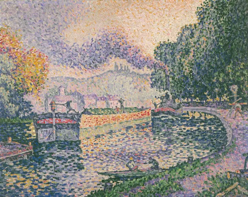 Bogserbåten, kanal i Samois av Paul Signac