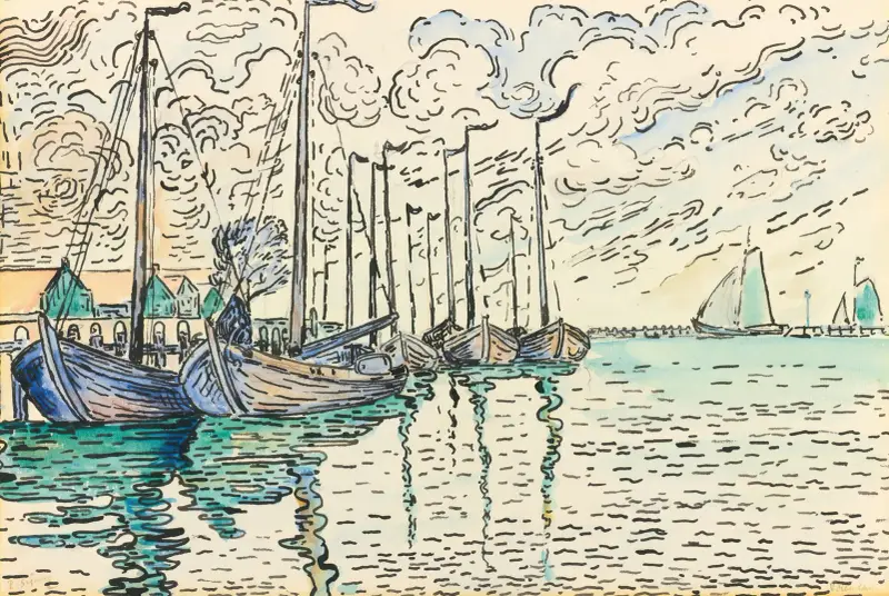 Volendam, rybářské bárky, Paul Signac