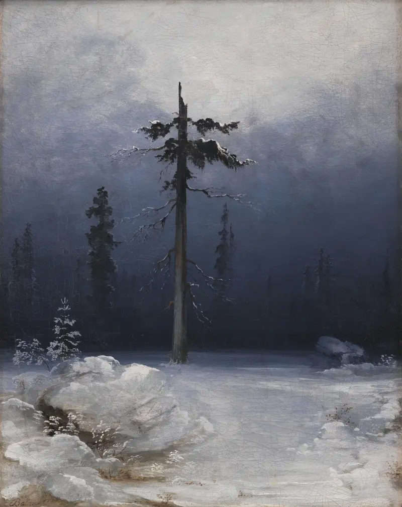 Drzewo w zimowym lesie, Peder Balke