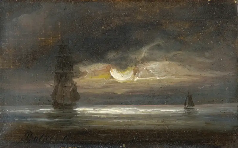 Dwie żaglówki w świetle księżyca, Peder Balke