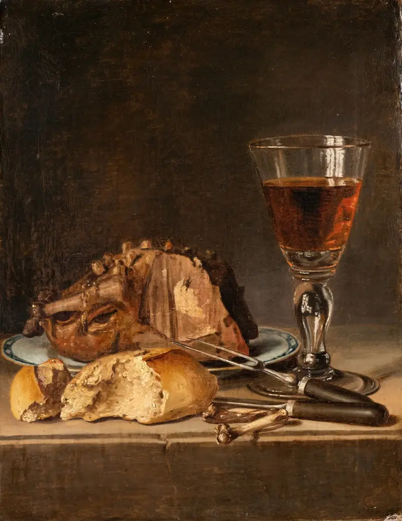 Stillleben mit gebratenem Geflügel und Weinglas von Pehr Hilleström