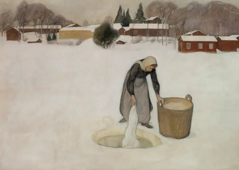Wäsche auf dem Eis von Pekka Halonen