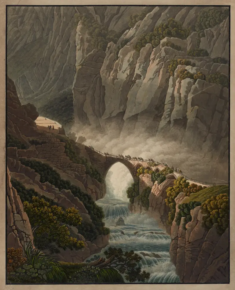 Le Pont du Diable au St. Gotthard av Peter Birmann