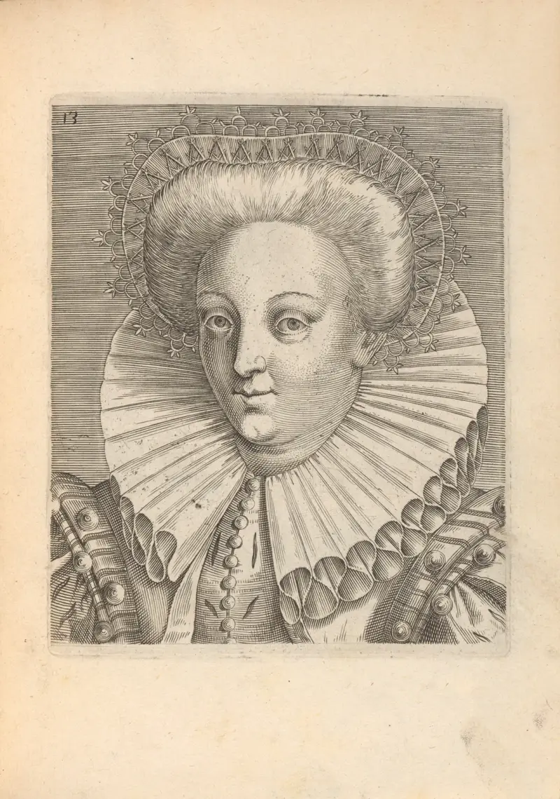 Kvinna, vänd åt vänster, 1590 – nr 2 av Philip Galle