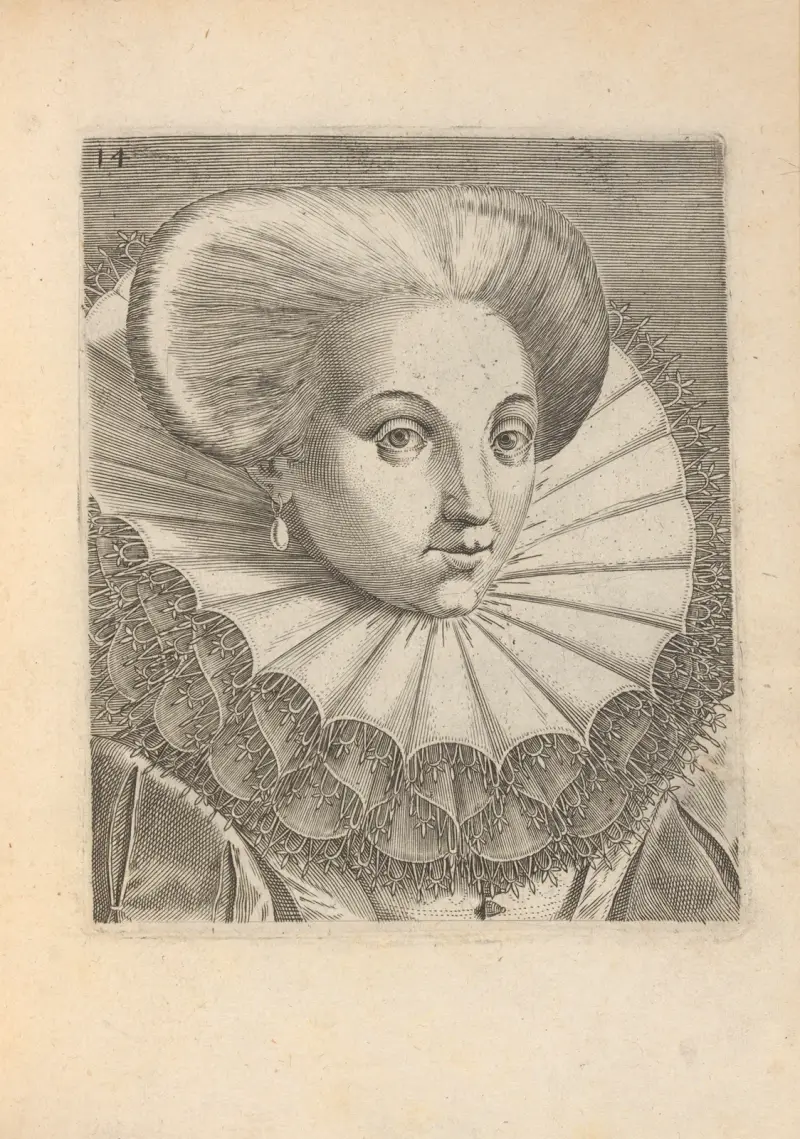 Kvinna, vänd åt höger, 1590 – nr 3 av Philip Galle