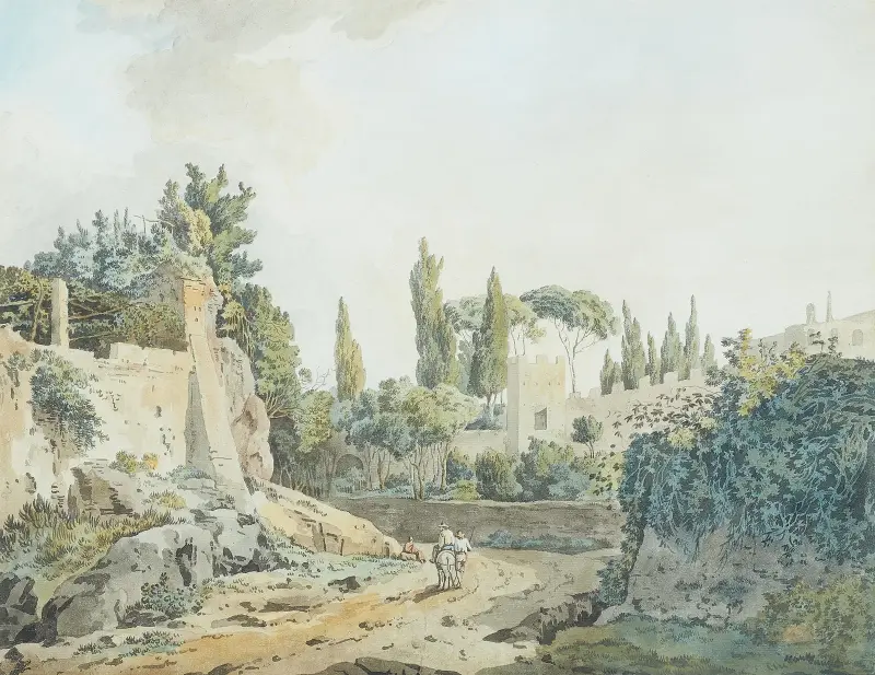 Auf römischer Landstraße av Jacob Philipp Hackert