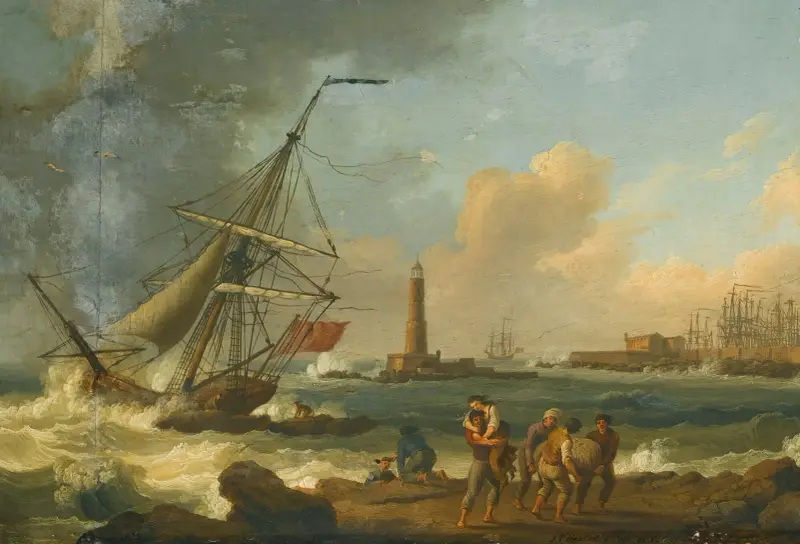 Hamnen i Livorno av Jacob Philipp Hackert