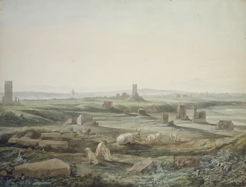Blick über die Campagna Romana von der Via Appia von Jacob Philipp Hackert
