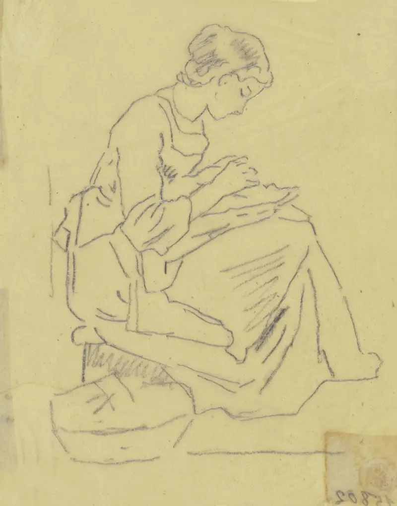 Frau mit Handarbeit av Philipp Rumpf