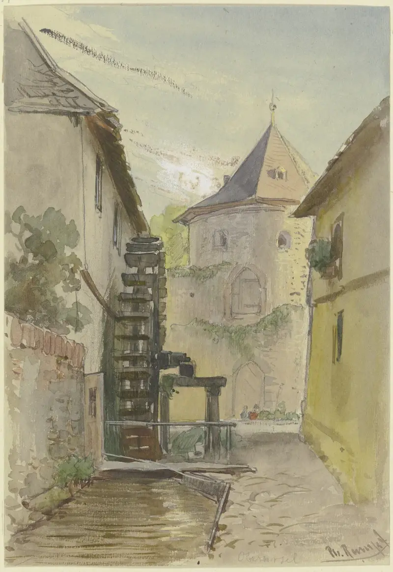 Gässchen mit Rückseite einer Mühle av Philipp Rumpf