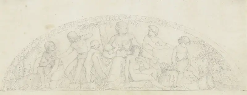 Erster Entwurf zu den 'Sieben fetten Jahren' für die Casa Bartholdy in Rom von Philipp Veit