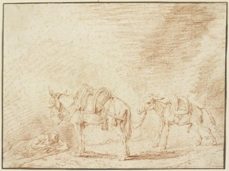 Odpočívající muž u dvou oslů, Philips Wouwerman