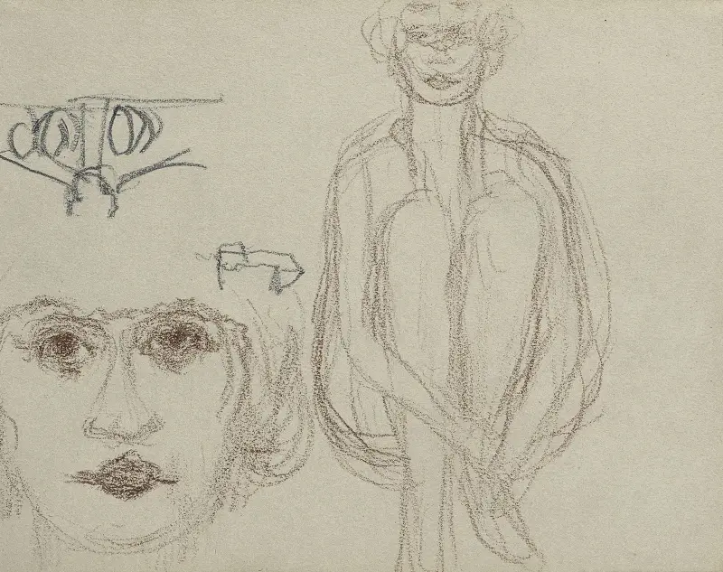 Studier av sittande naken och kvinno huvud av Pierre Bonnard