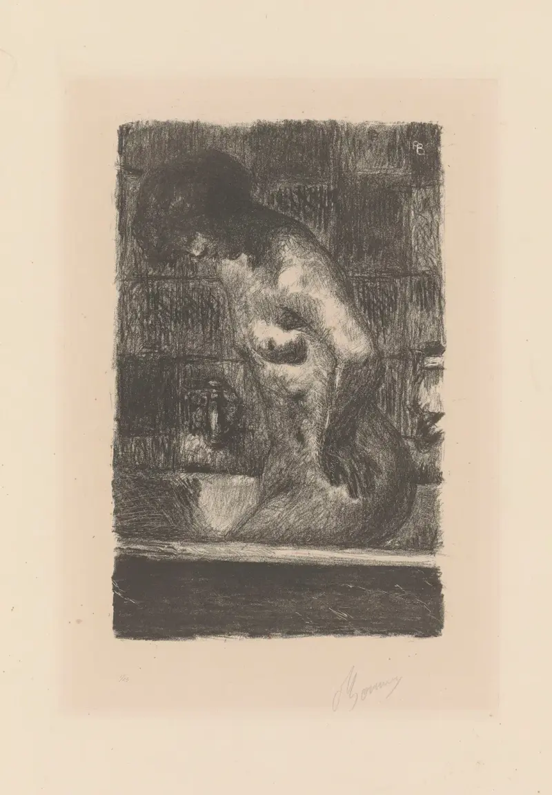 Stehende Frau in ihrer Badewanne von Pierre Bonnard