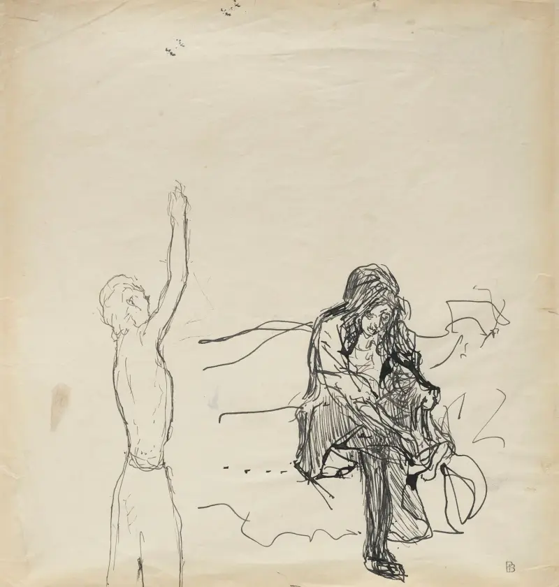 Kvinna som trär på sig sina strumpor av Pierre Bonnard