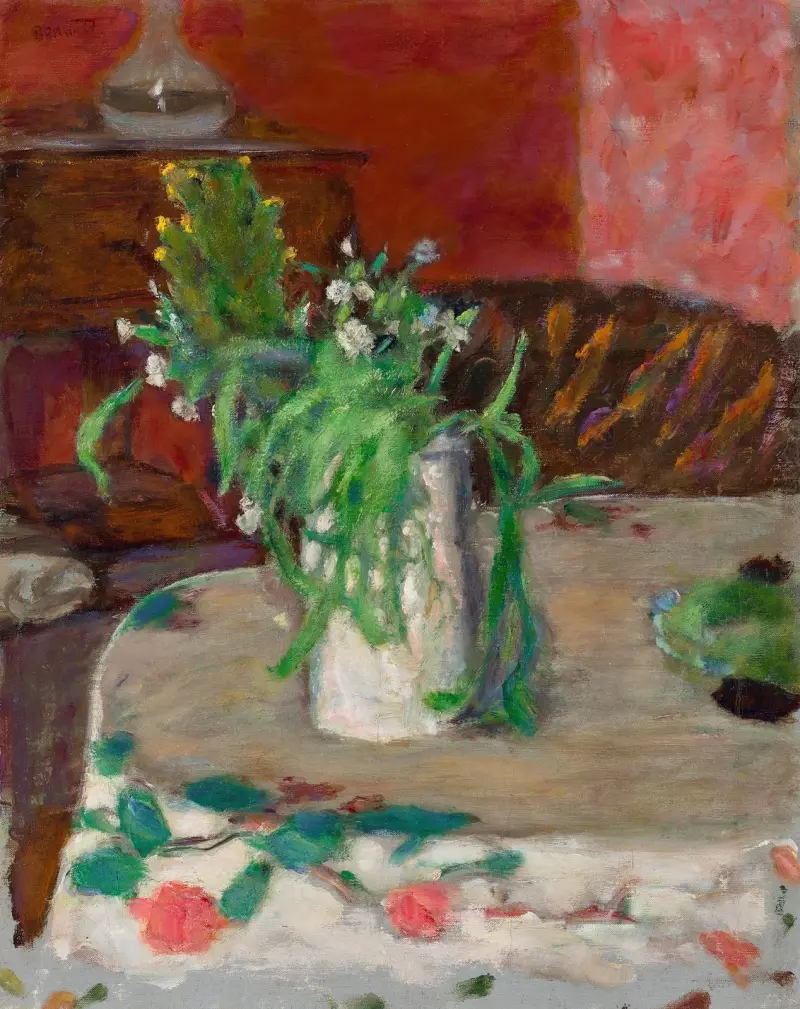 Fleurs et carafe av Pierre Bonnard