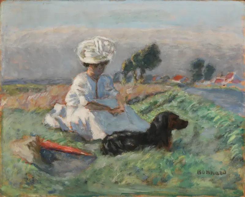 Frau mit Hund von Pierre Bonnard