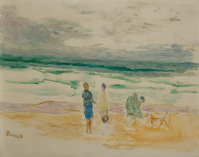 Stranden. Tre personer och en hund av Pierre Bonnard