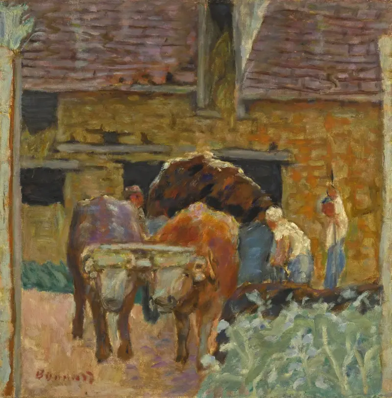 De två oxarna och gården av Pierre Bonnard