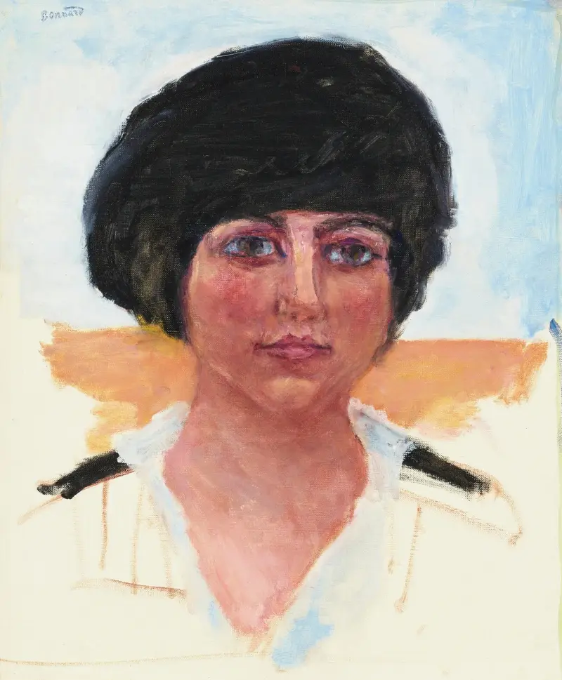 Frauenkopf, schwarze Mütze, Madame Lucienne Dupuy de Frenelle (Studie) von Pierre Bonnard