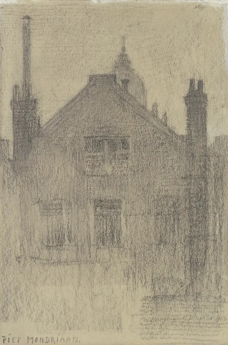 Övre fasaden på ett hus vid Hemonylaan, Amsterdam av Piet Mondrian