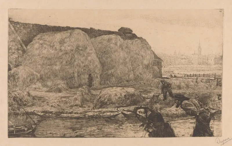 Bauernhof mit Heuhaufen am Jaagpad in Amsterdam von Pieter Dupont