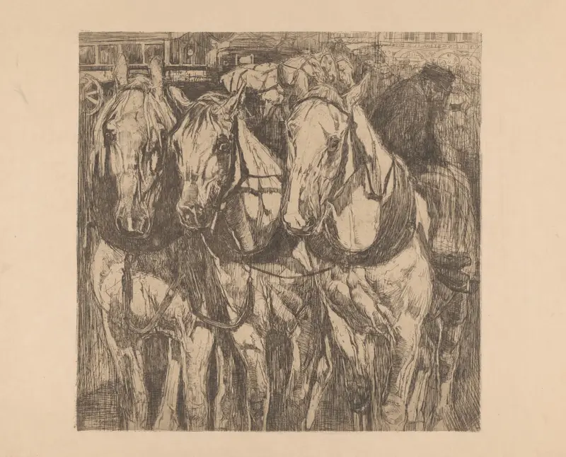 Drie trekpaarden av Pieter Dupont