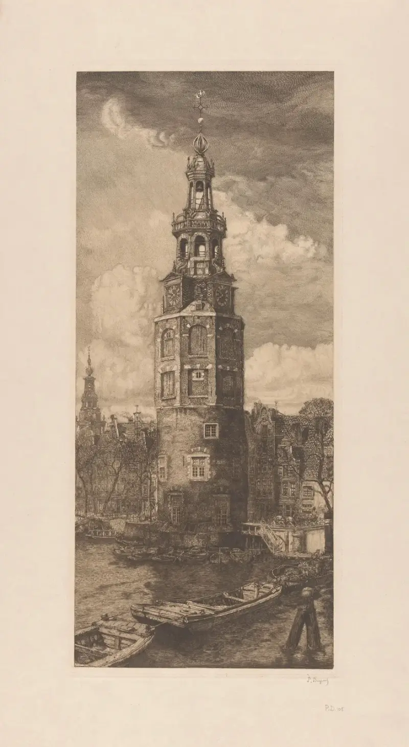Montelbaanstoren vid Oudeschans i Amsterdam av Pieter Dupont