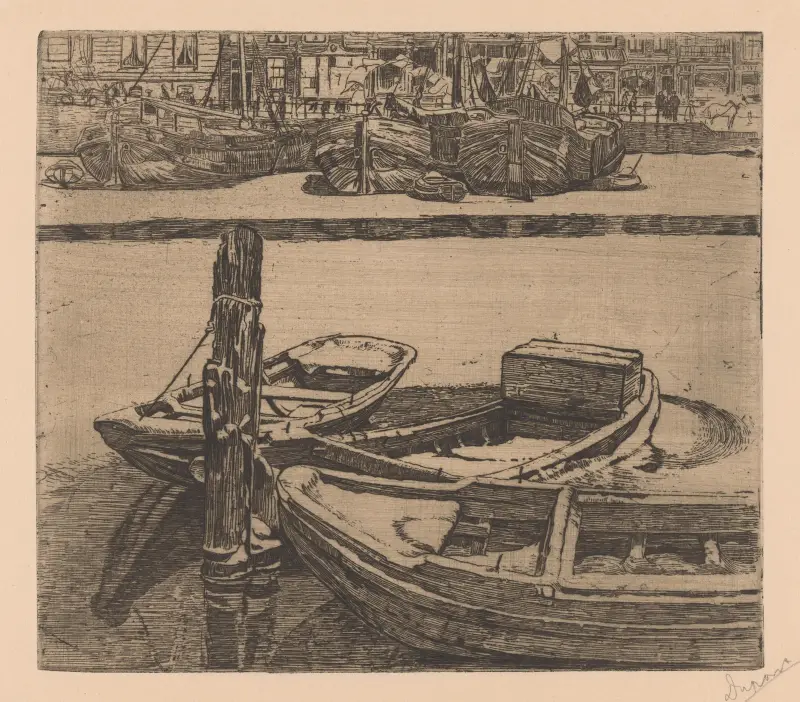 Fartyg i Damrak i Amsterdam, 1895 – nr 2 av Pieter Dupont