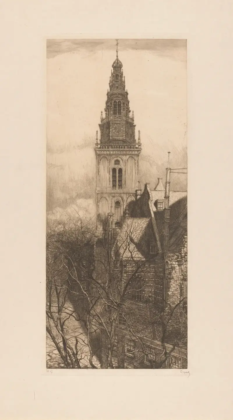 Turm der Oude Kerk in Amsterdam von Pieter Dupont