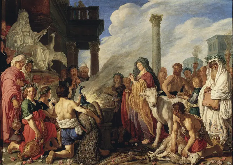 Dido’s Sacrifice to Juno av Pieter Lastman