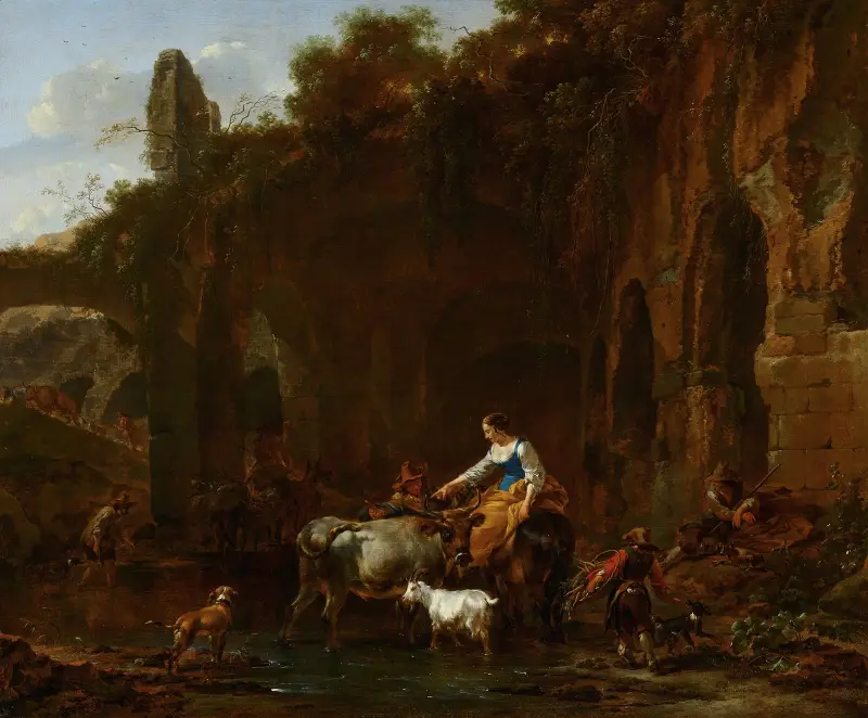 Herder vid romerska ruiner av Nicolaes Pietersz. Berchem